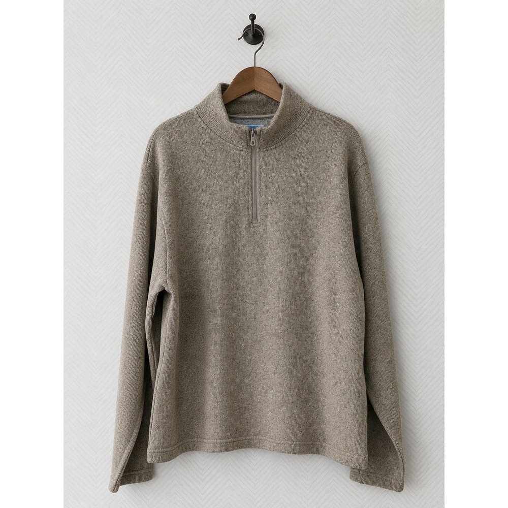 Old Navy Mens Quarter‎ Zip Fleece Knit Pullover Sweater Tan XL